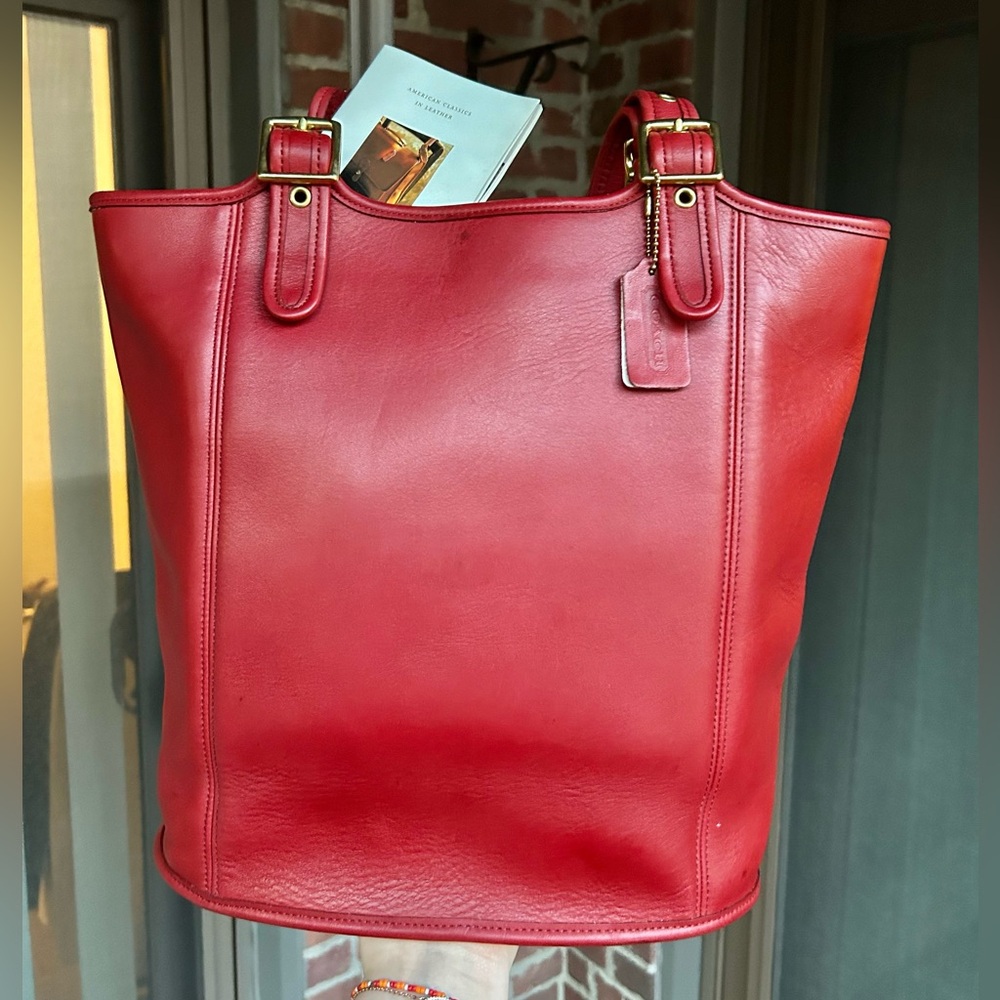 Vintage coach legacy shopper tote style 9090 red leather shoulder bag retro y2k